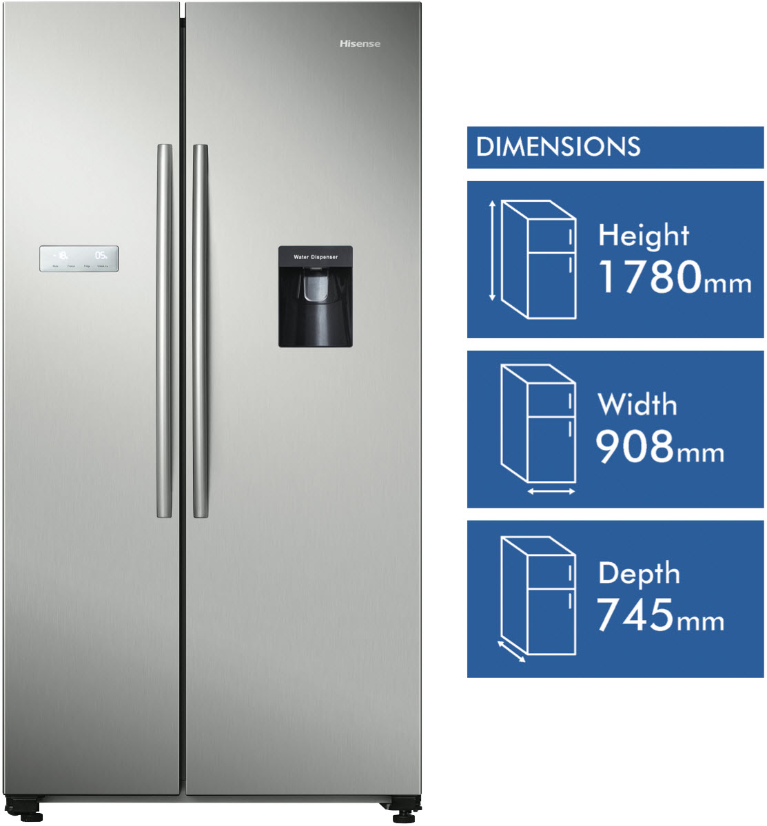 Hisense 578L Side By Side Refrigerator